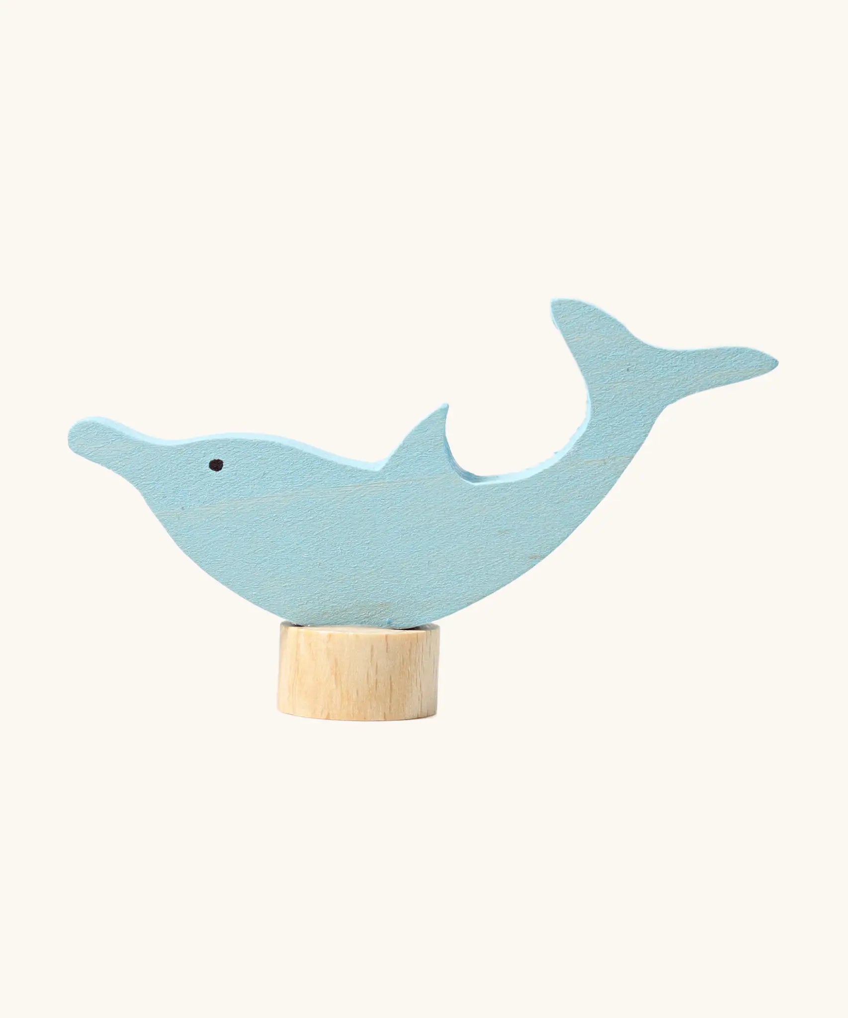 Grimm's handcrafted wooden dolphin decorative figure with a unpainted stand