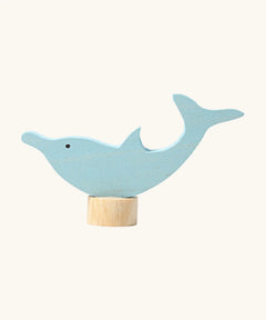 Grimm's handcrafted wooden dolphin decorative figure with a unpainted stand