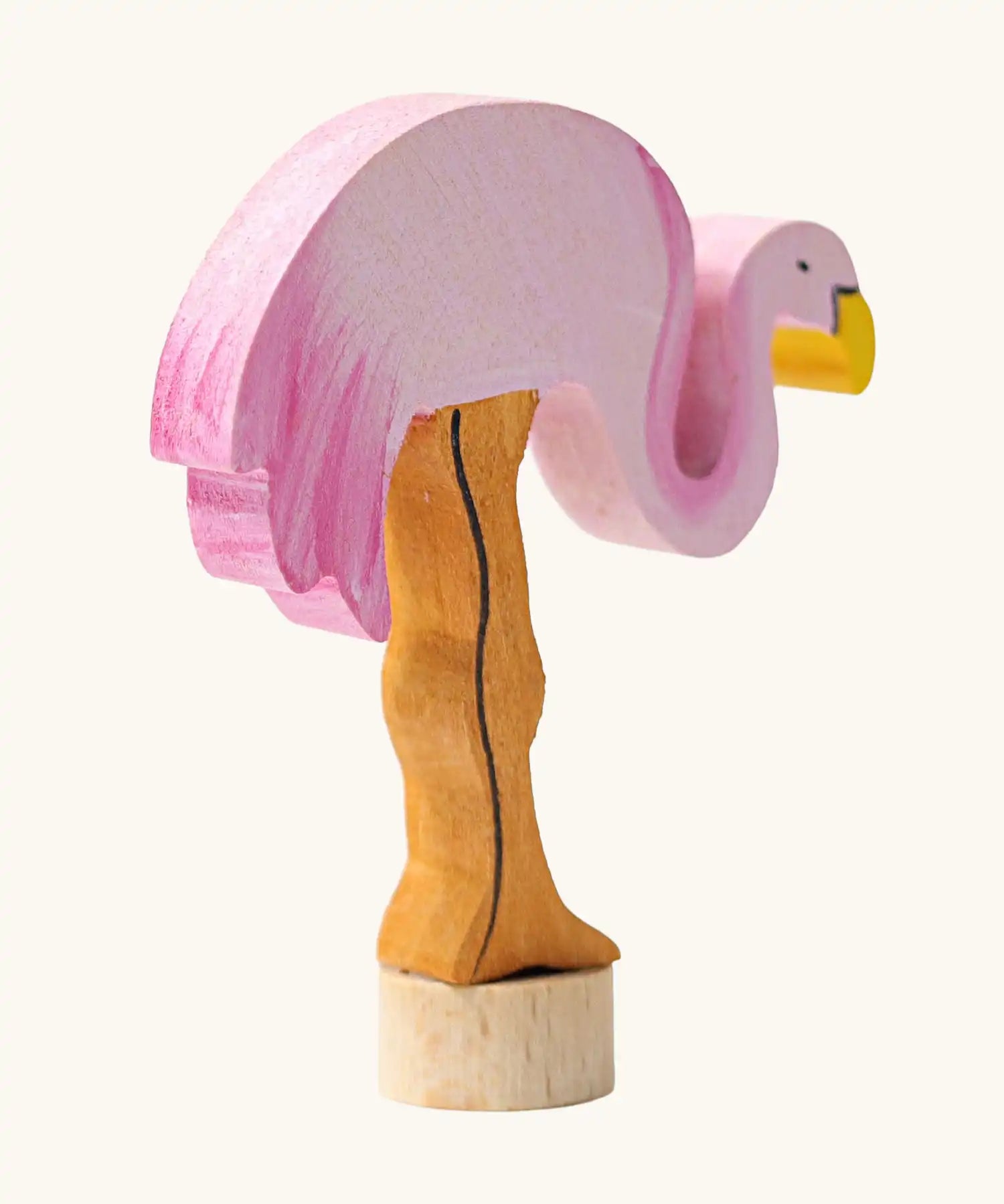 Grimm's flamingo decorative figure for celebration rings. View of back.