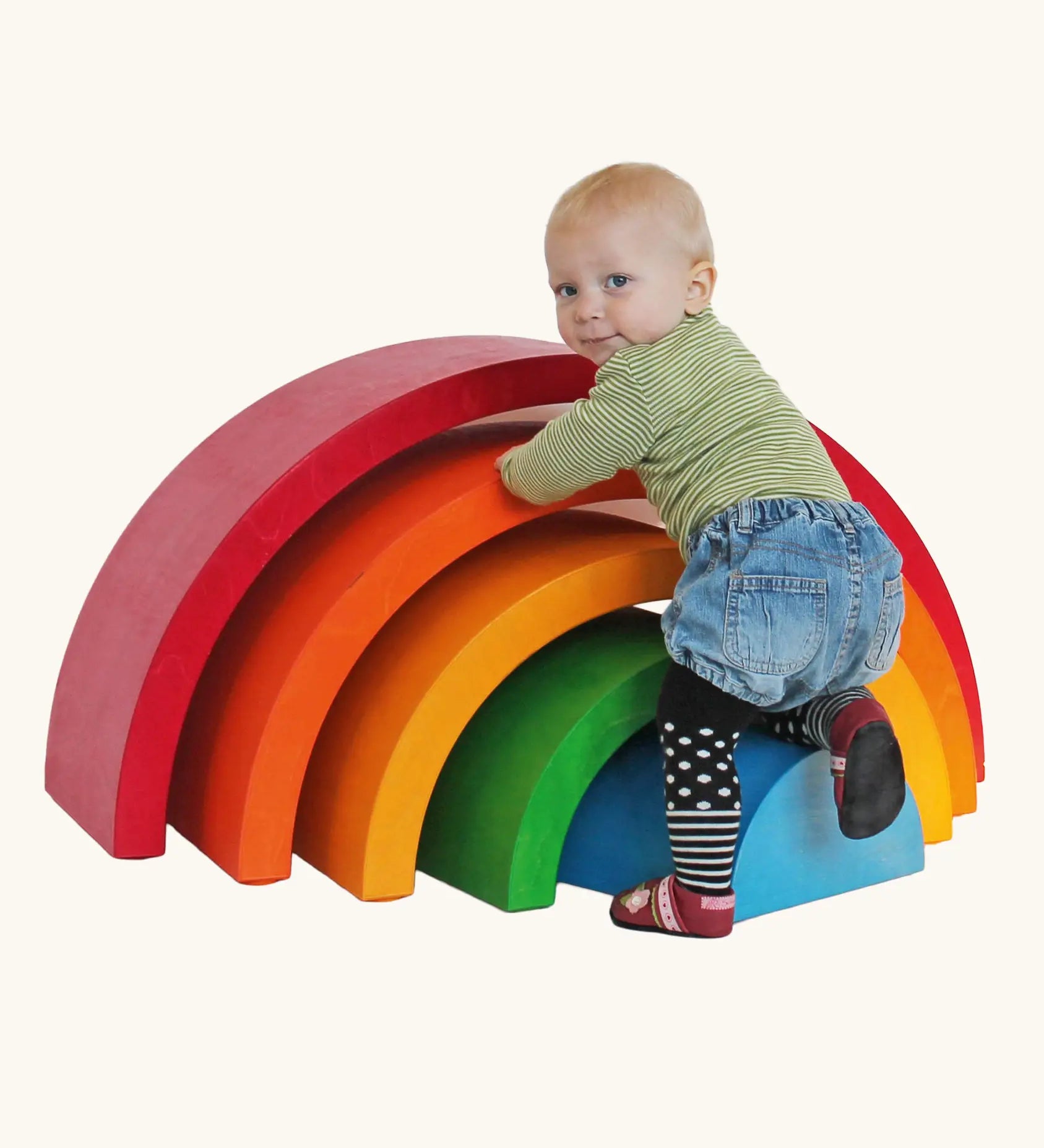 Chils standing by the Grimm's Giant Rainbow.