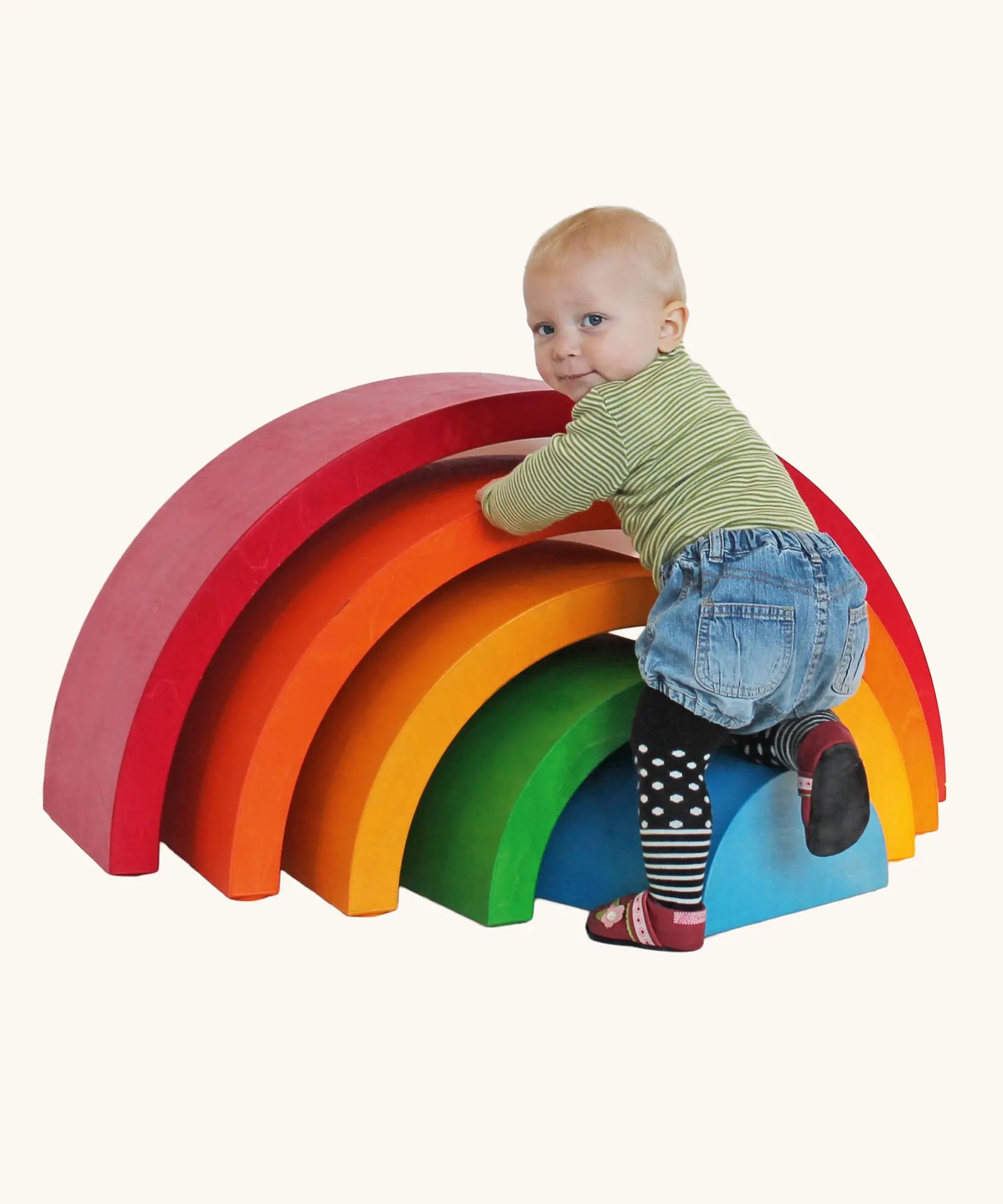 Chils standing by the Grimm's Giant Rainbow.