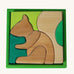 Grimm's green squirrel building set. A set of green and natural wooden blocks that form a shape of a squirrel when placed into the green coloured wooden storage tray. These Grimm's toys are part of a wide range of wooden toys available here at Babipur. 