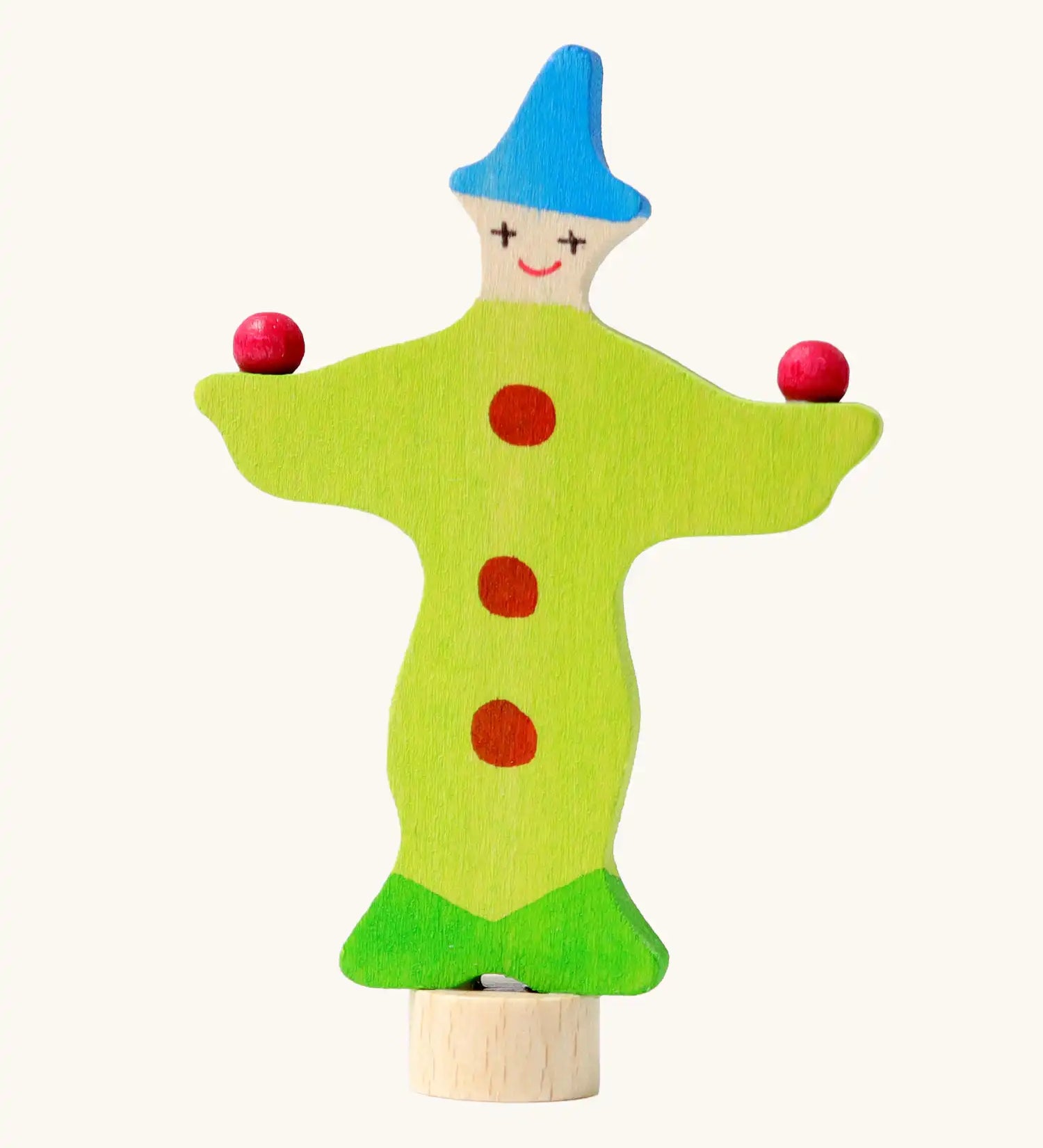 Grimm's green juggling clown decorative figure for celebration ring.