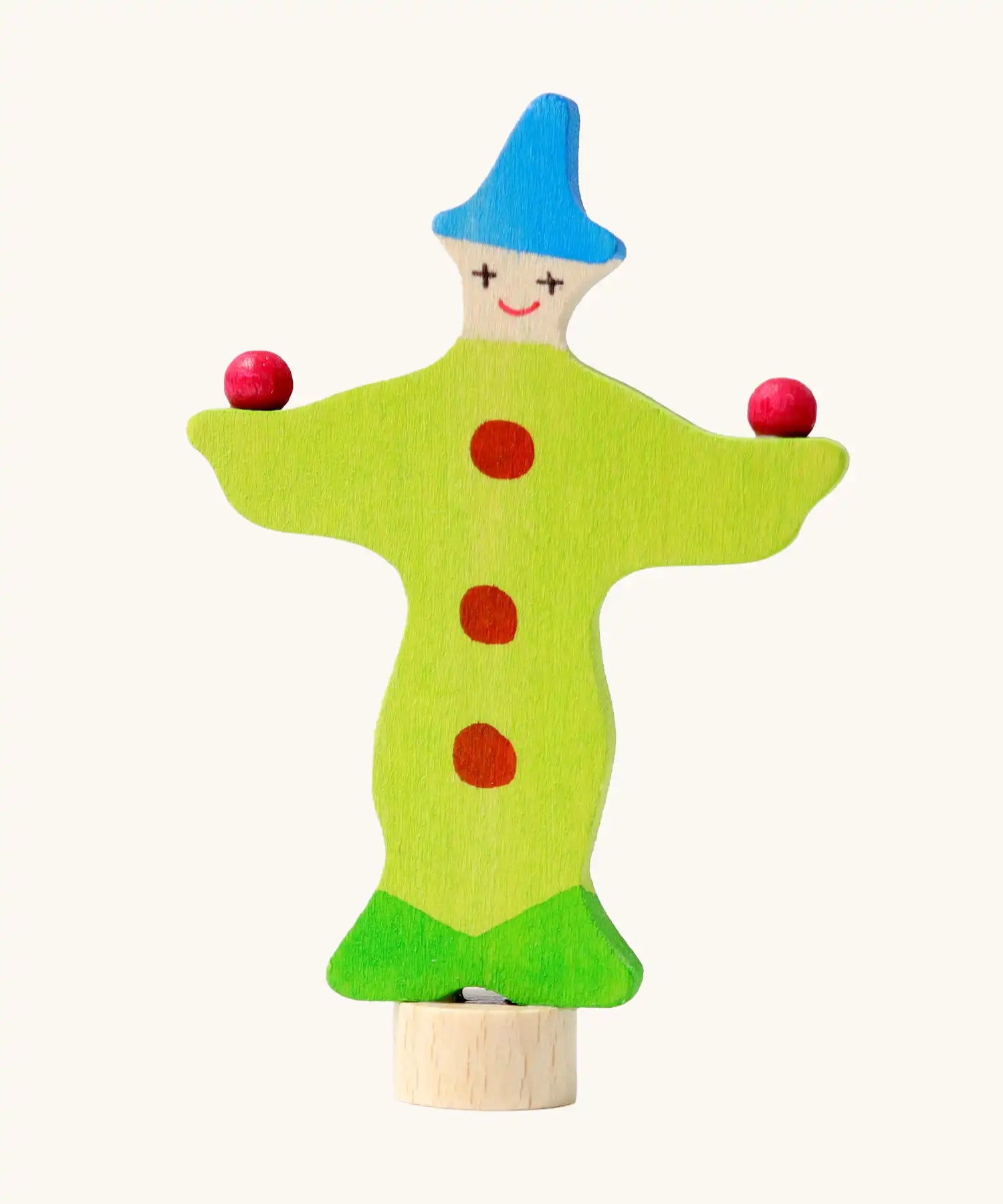 Grimm's green juggling clown decorative figure for celebration ring.