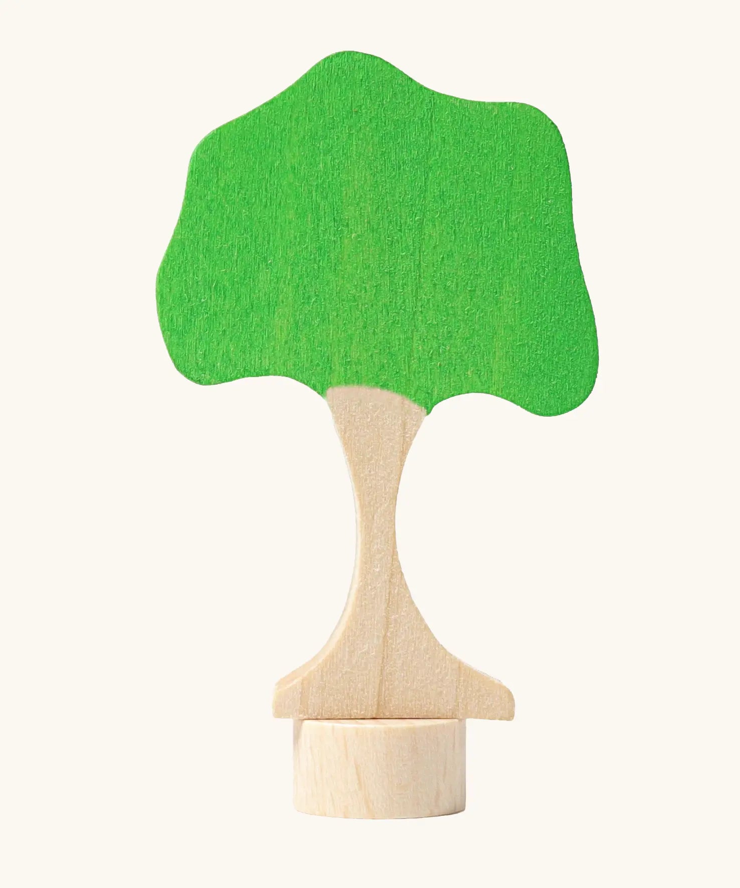 Grimms handcrafted wooden green tree decorative figure with a unpainted stand made to slot in the celebration ring