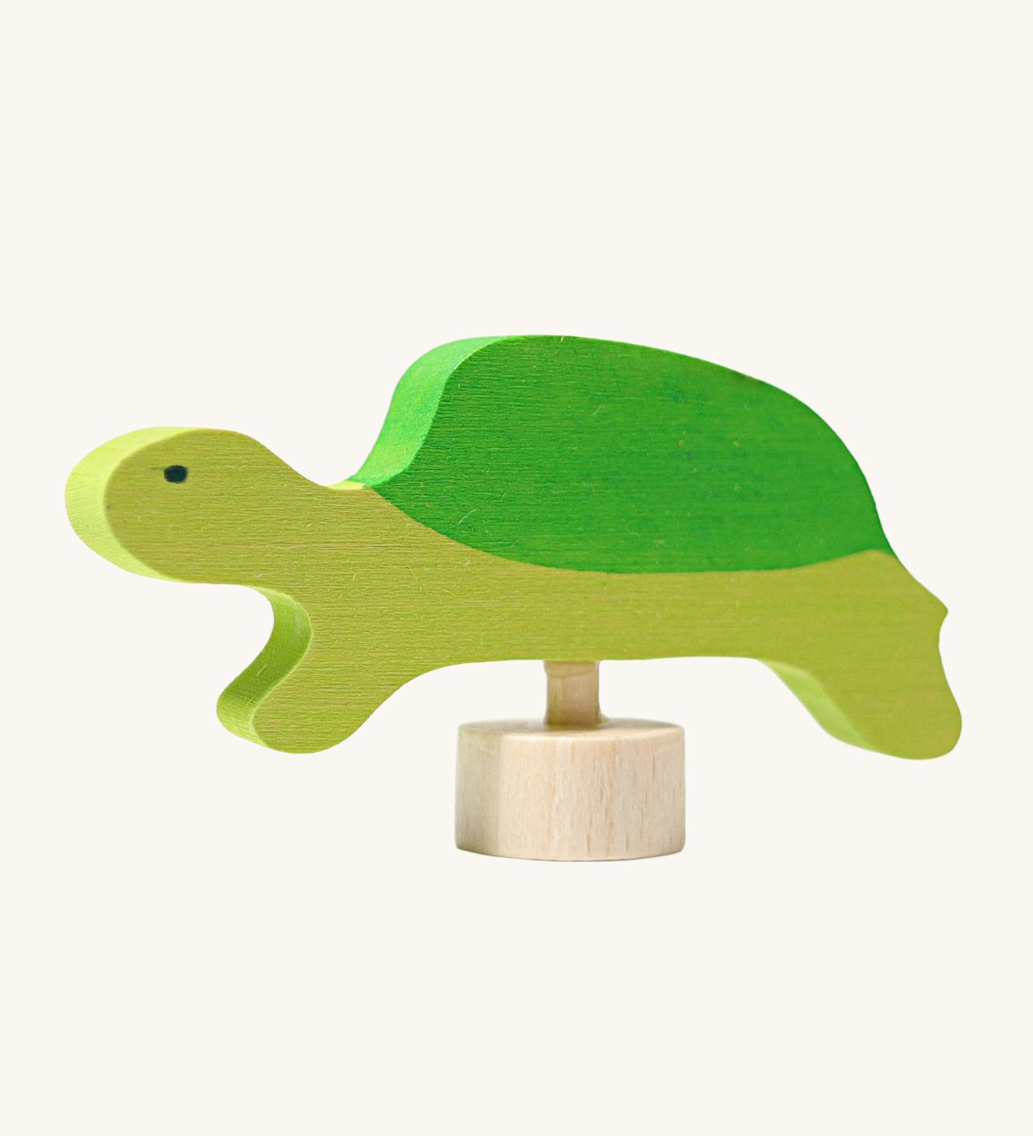 Grimm's Turtle Decorative Figure. A hand decorated wooden figure to fit onto the Grimm's celebration rings. These Waldorf inspired decorative figures are part of a wide range of wooden decorations for celebration rings available here at Babipur.