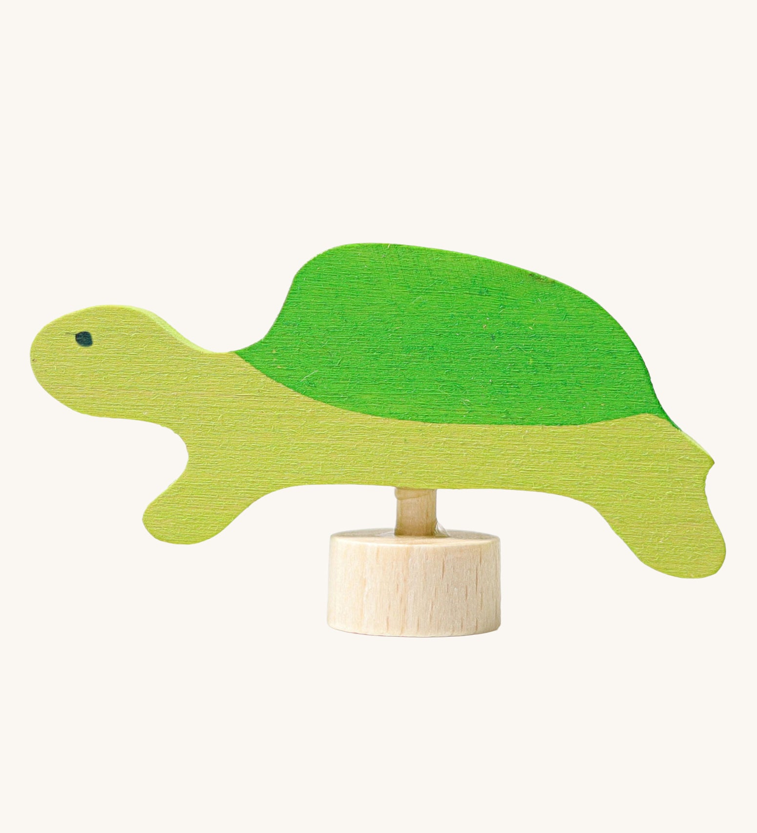 Grimm's Turtle Decorative Figure. A hand decorated wooden figure to fit onto the Grimm's celebration rings. These Waldorf inspired decorative figures are part of a wide range of wooden decorations for celebration rings available here at Babipur.