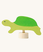 Grimm's Turtle Decorative Figure. A hand decorated wooden figure to fit onto the Grimm's celebration rings. These Waldorf inspired decorative figures are part of a wide range of wooden decorations for celebration rings available here at Babipur.