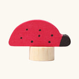 Grimm's handcrafted wooden ladybird decorative figure with a unpainted stand