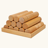Grimm's large wooden building rollers in natural in a tray.