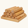 Grimm's large wooden building rollers in natural in a tray.