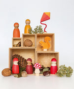 A Autumn inspired display using the Grimms large wooden natural building boxes