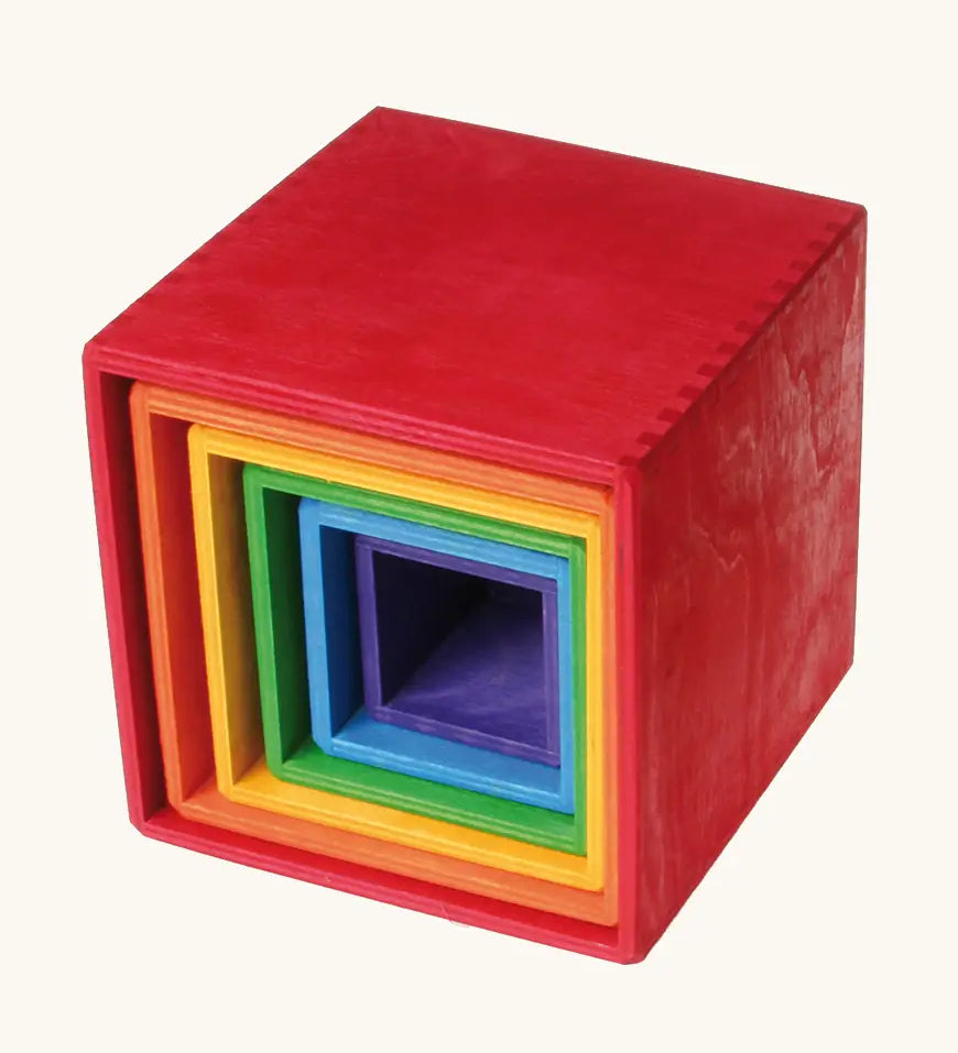 Grimms large wooden rainbow building boxes perfect for sorting and stacking games
