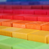 Grimms large stepped wooden counting blocks showing close up of hand cut detail of each blocks