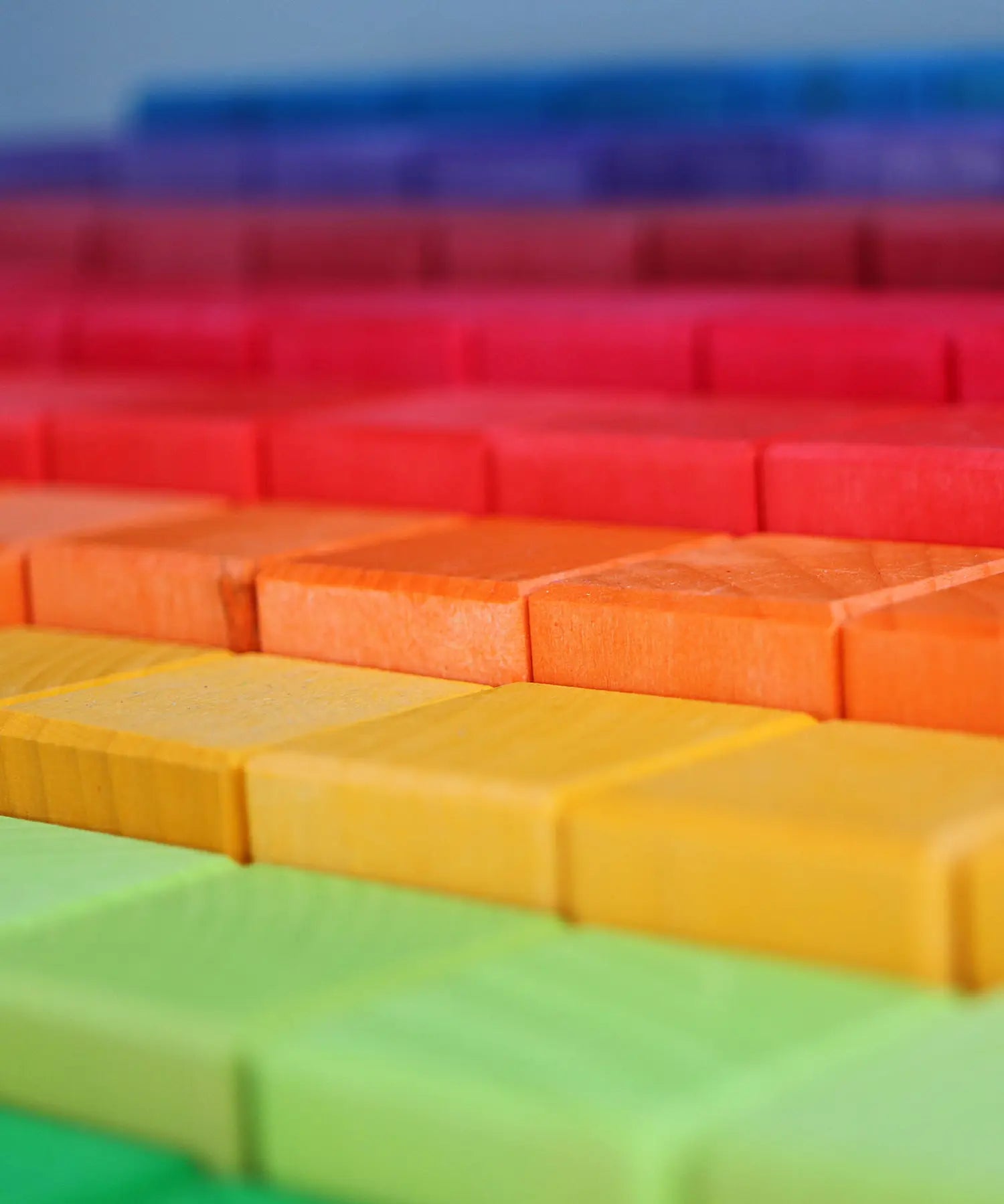 Grimms large stepped wooden counting blocks showing close up of hand cut detail of each blocks