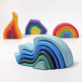 Grimms handcrafted wooden water waves set in front of other element sets