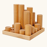 Grimm's large wooden building rollers in natural in a tray.