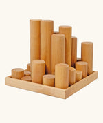 Grimm's large wooden building rollers in natural in a tray.