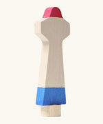 Side of Grimm's handcrafted wooden lighthouse figure showing thickness of the figure