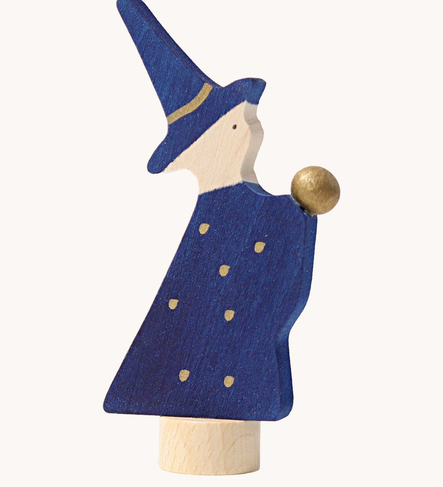 Grimm's Magician Decorative Figure, a navy blue wizard with gold details. 