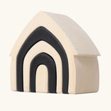Grimm's monochrome house. Includes 5 handcrafted wooden house shapes, three white and two black that slot into each other