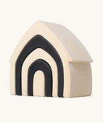 Grimm's monochrome house. Includes 5 handcrafted wooden house shapes, three white and two black that slot into each other