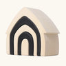 Grimm's monochrome house. Includes 5 handcrafted wooden house shapes, three white and two black that slot into each other
