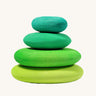 A set of 4 Grimm's wooden pebbles is a moss green colourway. 