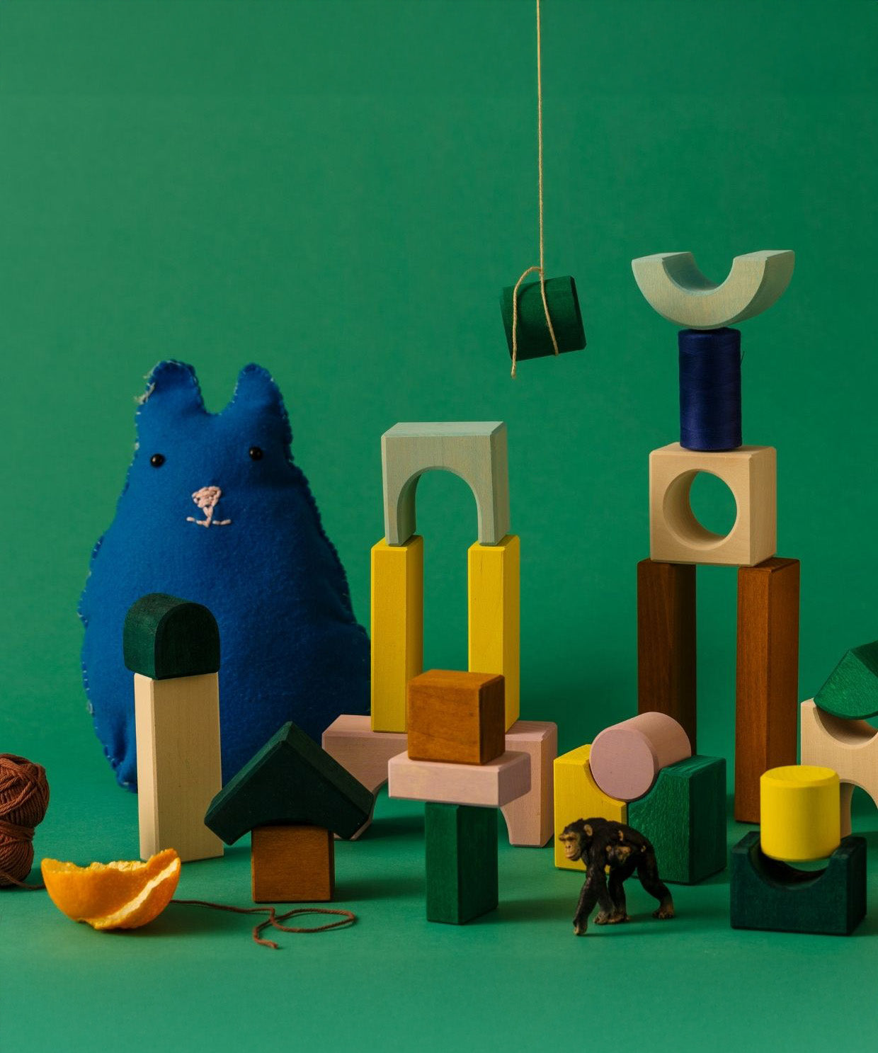 Loose pieces from the Grimm's movement set stacked on top of each other