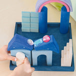 dark navy tray holds the Polar Light blocks which consist of various coloured blocks in different shapes and sizes