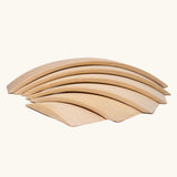 6 natural unpainted Grimm's handcrafted wooden bridges showing each pieces slotted into eachother