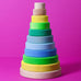 Grimms conical tower in a neon green colour way. Includes 11 handcrafted wooden pieces for building and stacking