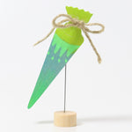 Grimm's Sweet Cone Decorative Figure - Neon Green on a plain background.