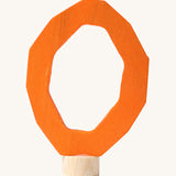 Grimms orange wooden number 0 decorative figure for a celebration ring available at Babipur.