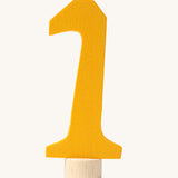Grimms yellow wooden number 1 decorative figure for a celebration ring available at Babipur.