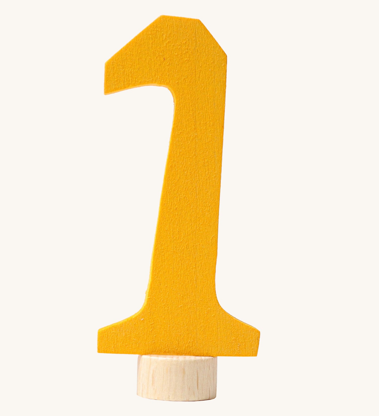 Grimms yellow wooden number 1 decorative figure for a celebration ring available at Babipur.