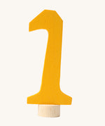 Grimms yellow wooden number 1 decorative figure for a celebration ring available at Babipur.