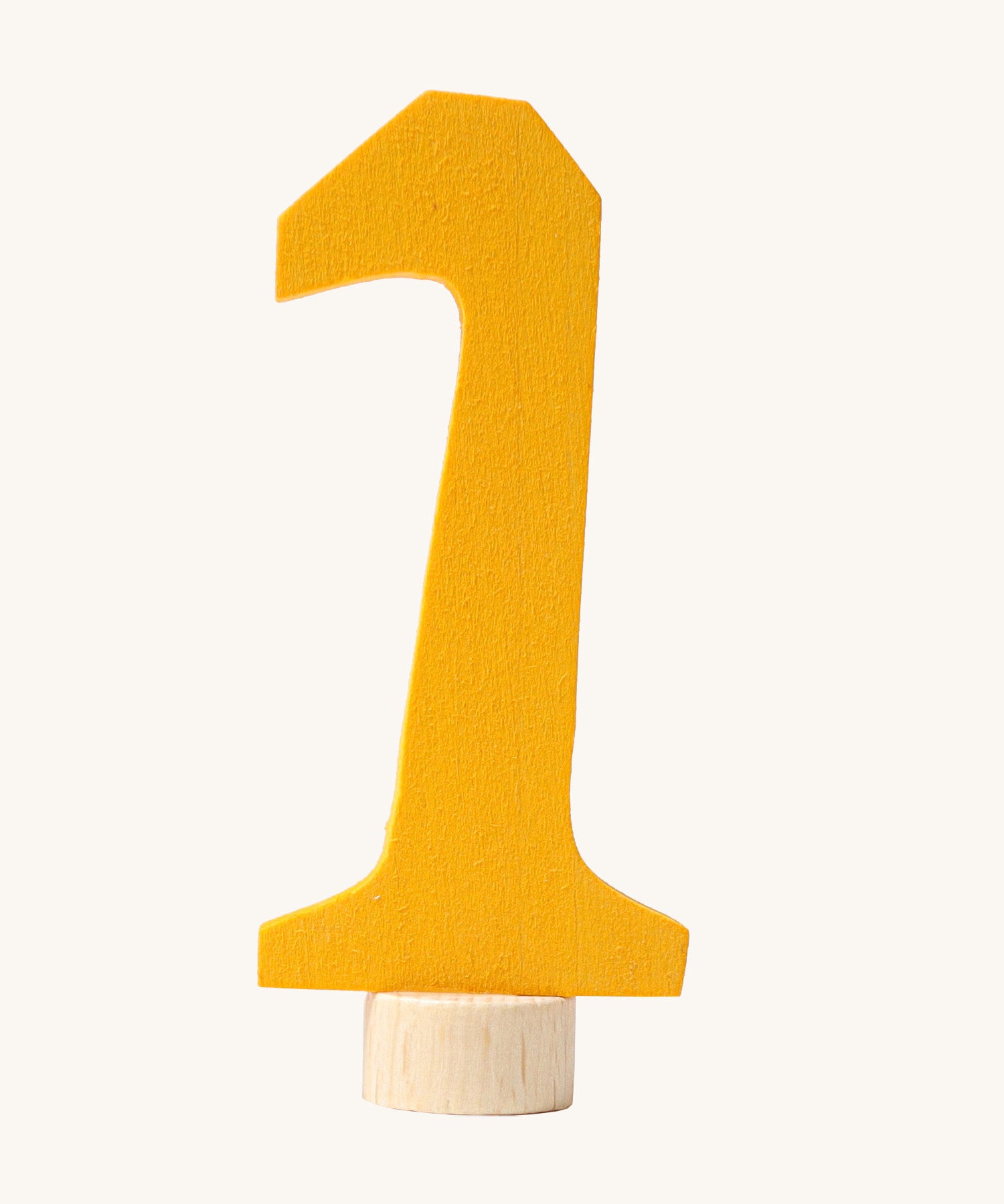 Grimms yellow wooden number 1 decorative figure for a celebration ring available at Babipur.