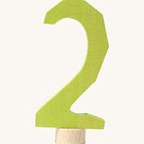 Grimms green wooden number 2 decorative figure for a celebration ring available at Babipur.