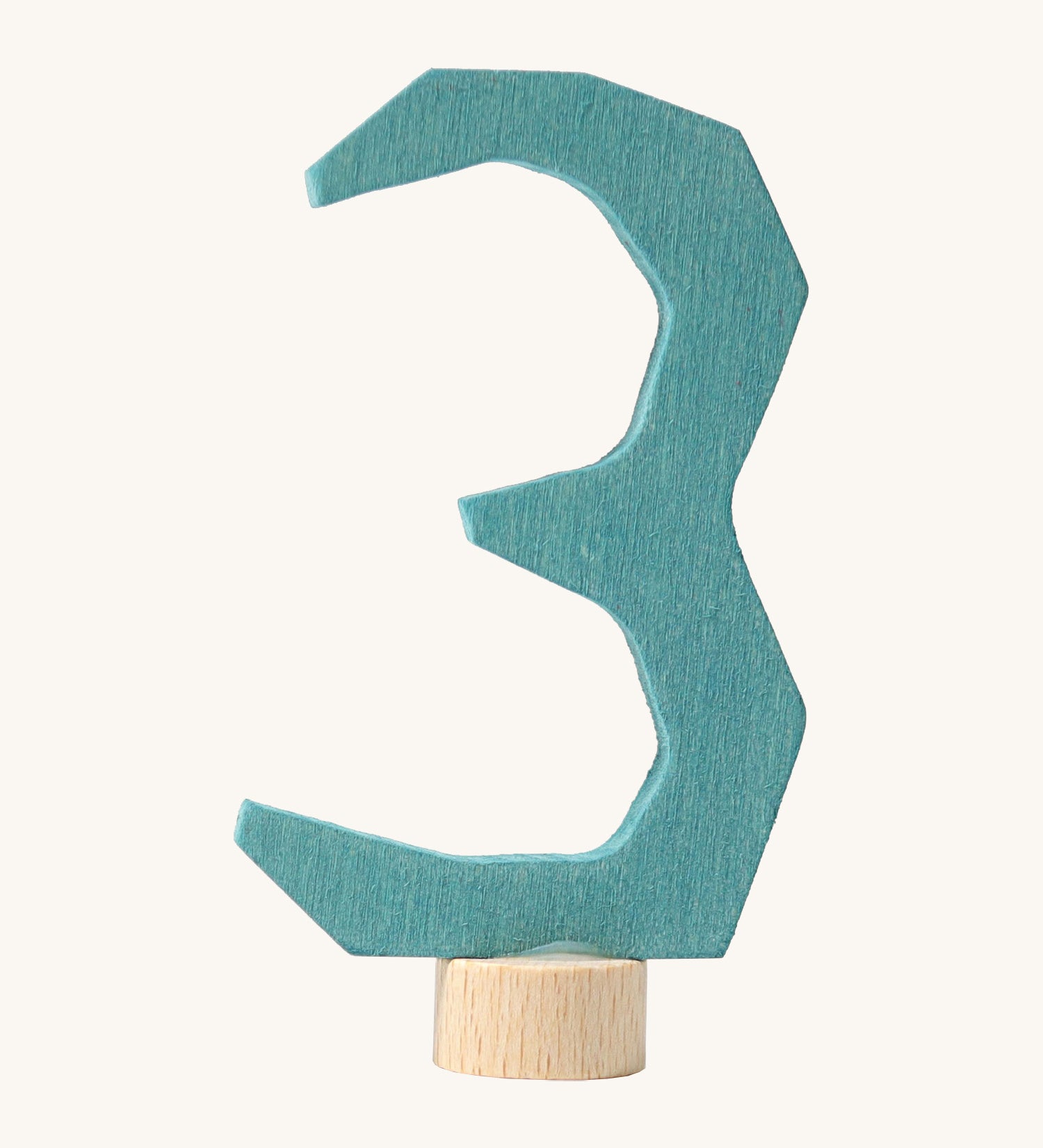 Grimms turquoise wooden number 3 decorative figure for a celebration ring available at Babipur.