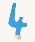 Grimms light blue wooden number 4 decorative figure for a celebration ring available at Babipur.