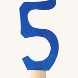 Grimms blue wooden number 5 decorative figure for a celebration ring available at Babipur.