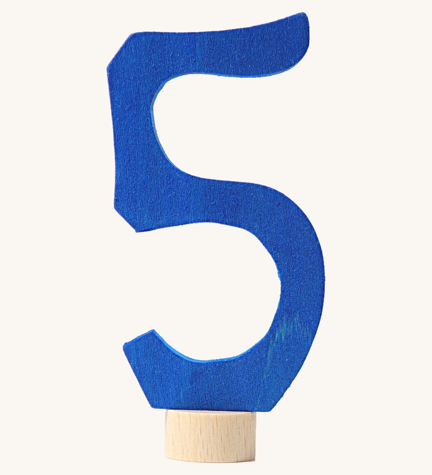Grimms blue wooden number 5 decorative figure for a celebration ring available at Babipur.