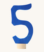 Grimms blue wooden number 5 decorative figure for a celebration ring available at Babipur.