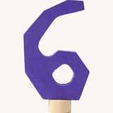 Grimms purple wooden number 6 decorative figure for a celebration ring available at Babipur.