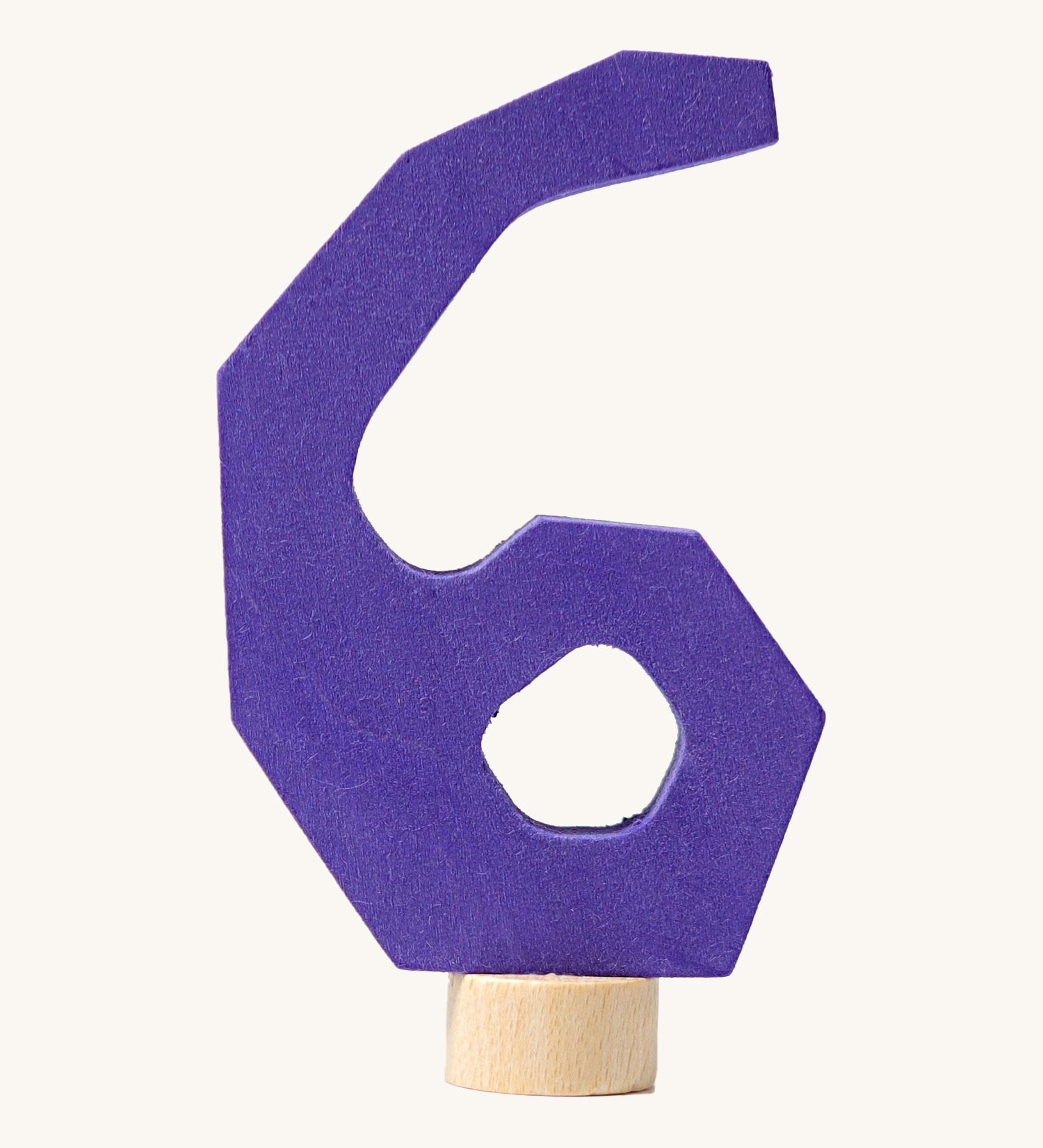 Grimms purple wooden number 6 decorative figure for a celebration ring available at Babipur.