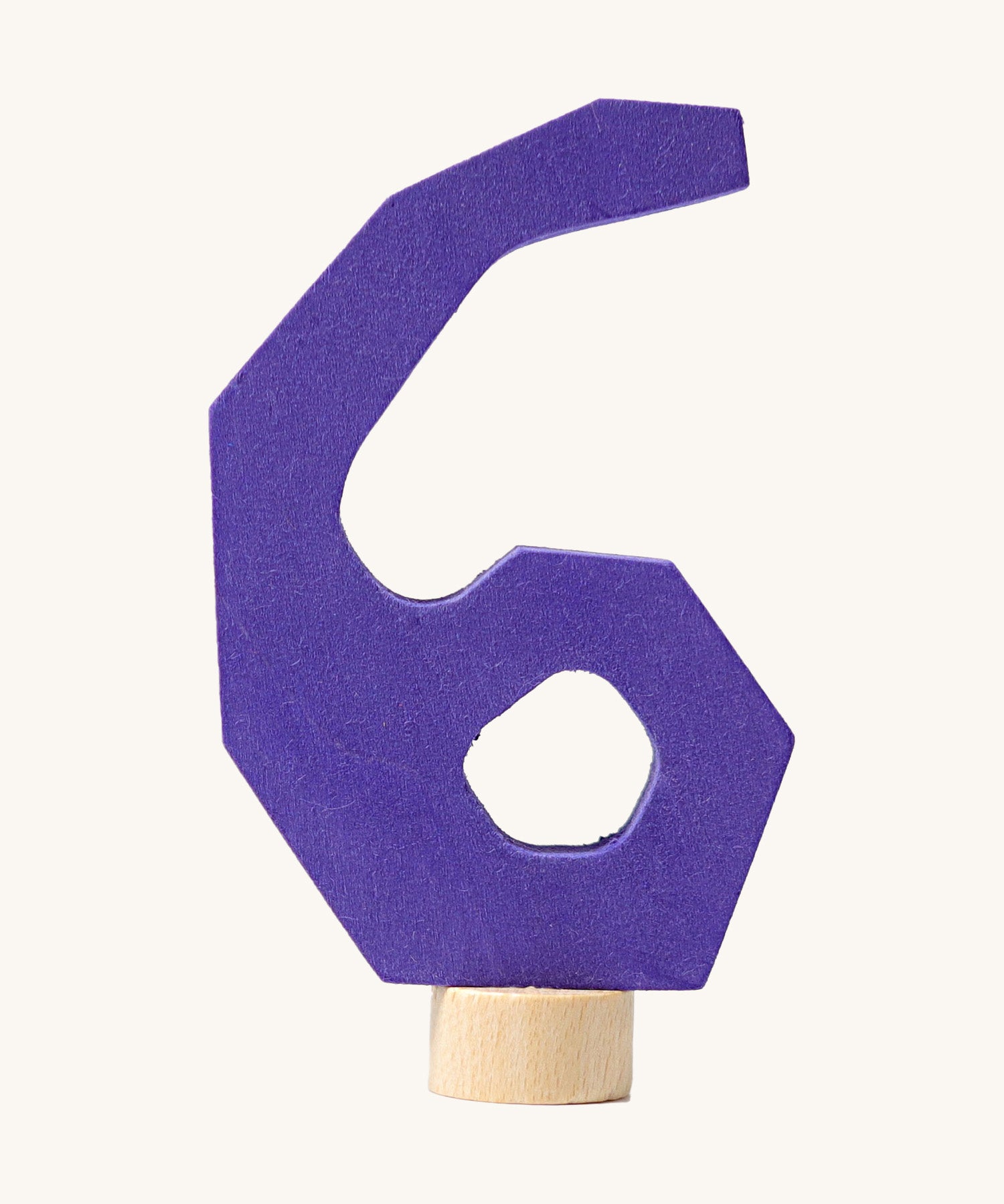 Grimms purple wooden number 6 decorative figure for a celebration ring available at Babipur.