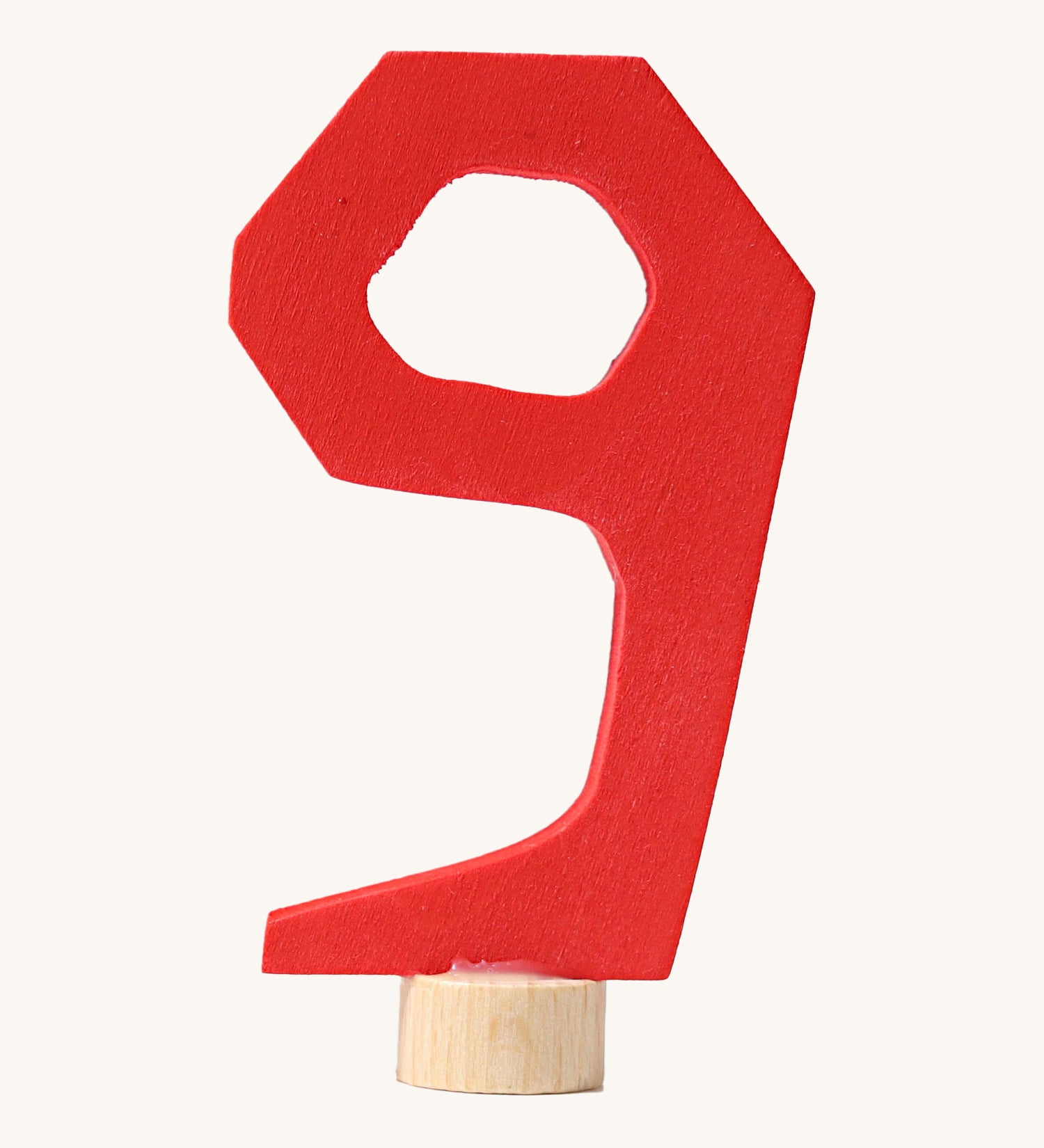 Grimms red wooden number 9 decorative figure for a celebration ring available at Babipur.