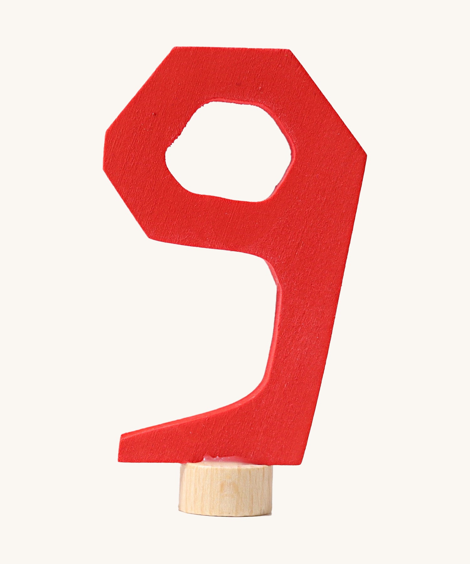 Grimms red wooden number 9 decorative figure for a celebration ring available at Babipur.
