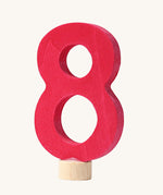 A red coloured number eight Grimm's Decorative Number figure to fit a Grimm's celebration ring. These numbers are part of a large range of decorative figures available here at Babipur. 